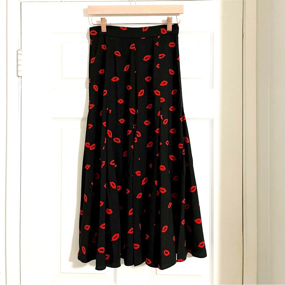 Kate Spade lips print midi skirt